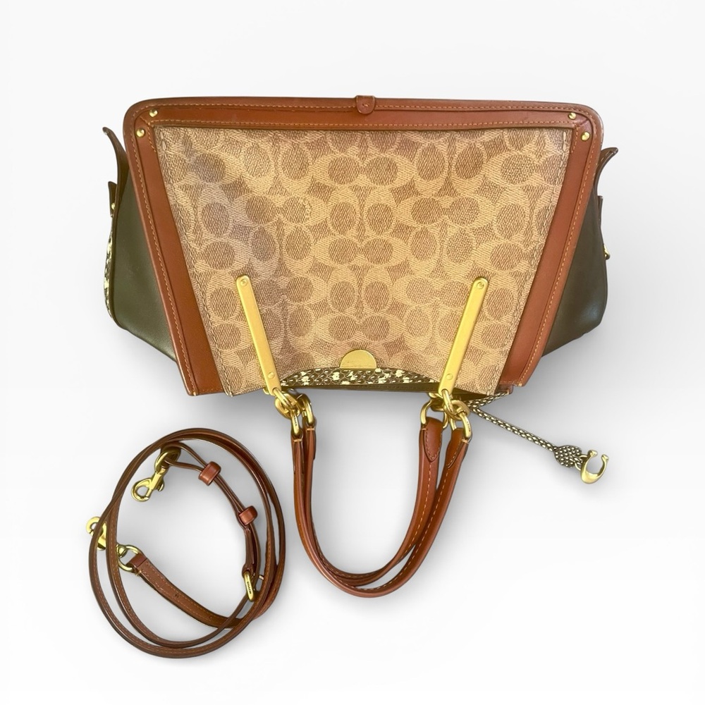 COACH Dreamer Signature Canvas with Snake Skin Detail Shoulder Bag 38846 - Picture 3 of 15